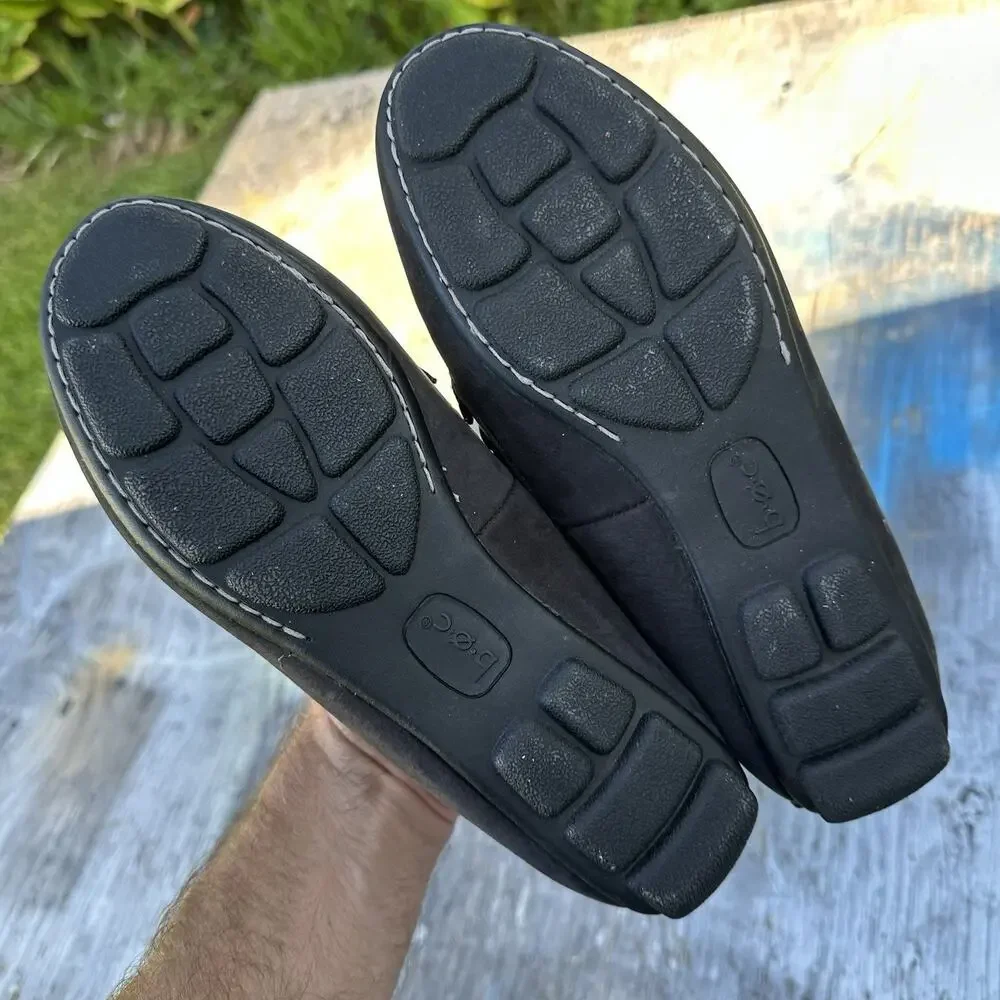 B.O.C. Born Carolann Women's 7.5 Black Leather Handcrafted Slip On Loafers 825